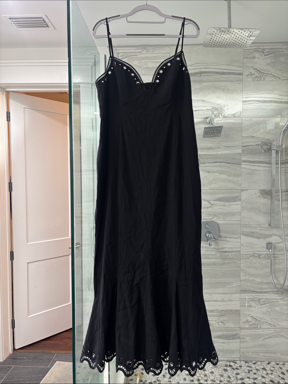 Black Eyelet Trim maxi dress